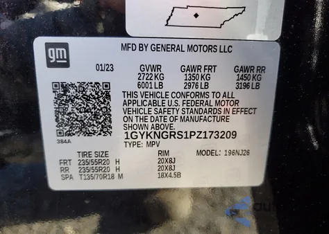 2023 Cadillac Xt5 Sport из США, поврежденный, VIN 1GYKNGRS1PZ173209